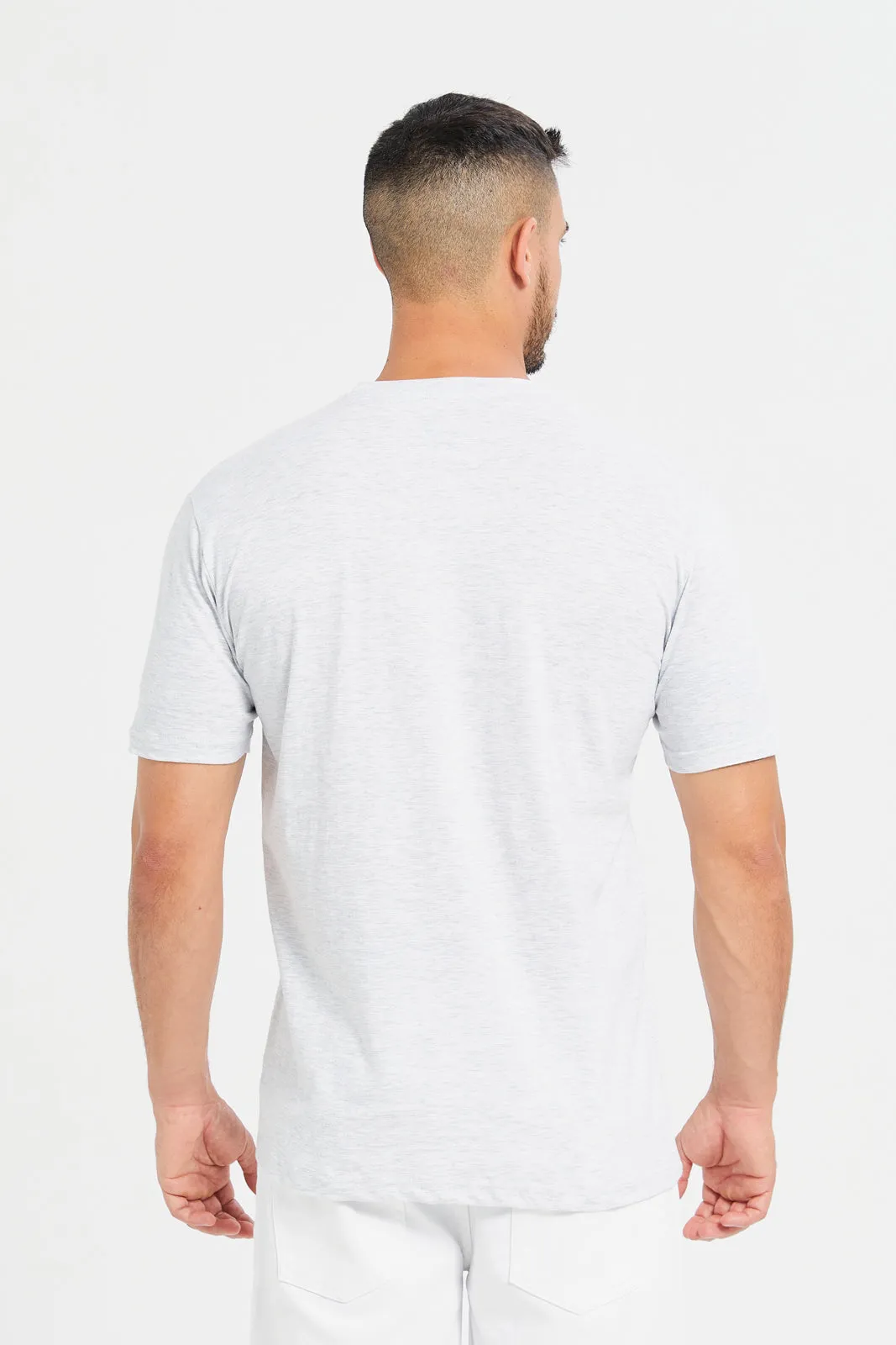 Men Grey Placement Print T-Shirt